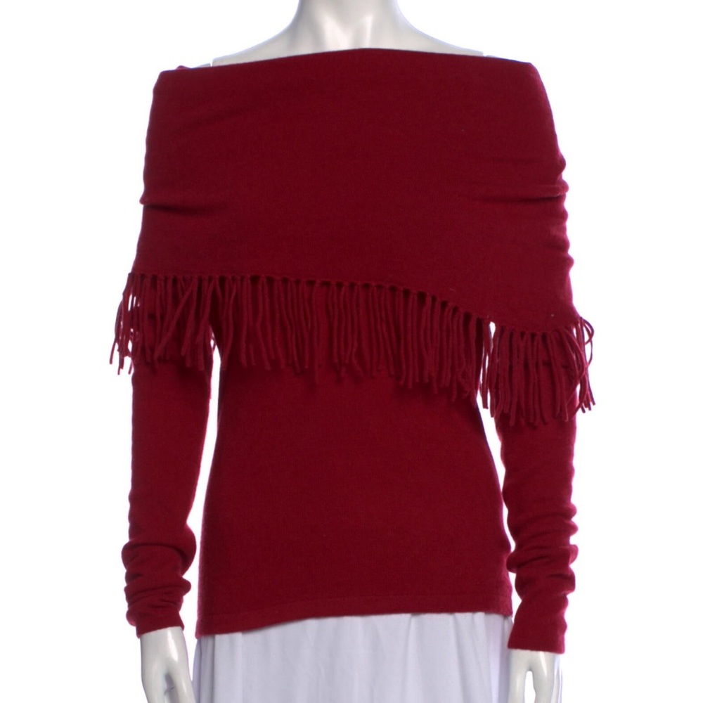 off the shoulder 100% cashmere shawl sweater top